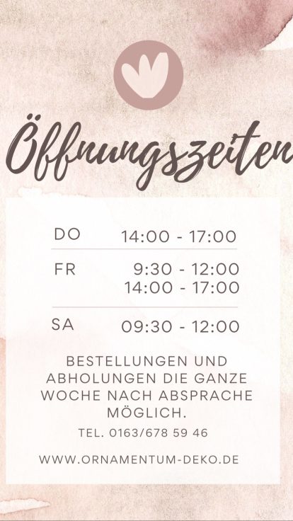 Business Opening Hours with Watercolor Background Instagram Story (Arbeitsblatt)